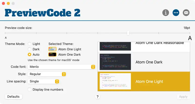 Auto theme selection in PreviewCode